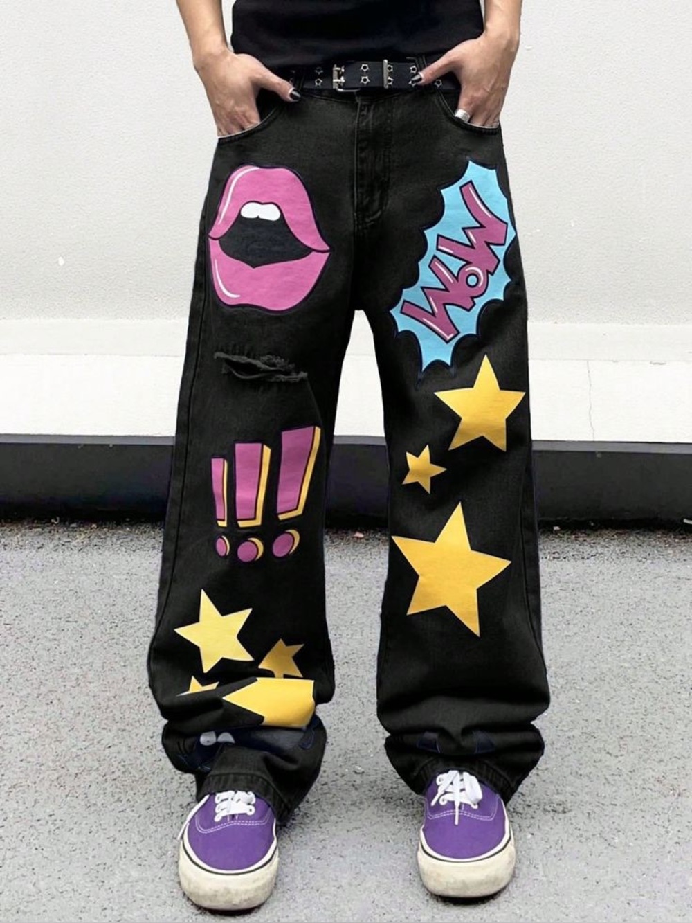 Pop art black jeans